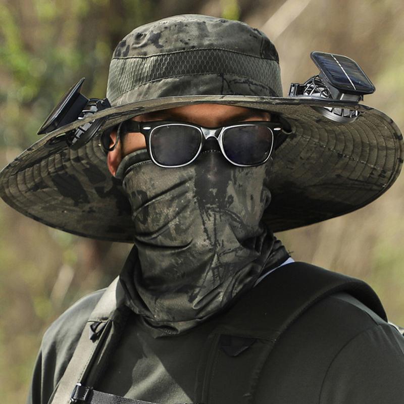 Sombrero con 2 Ventiladores y Paneles Solares